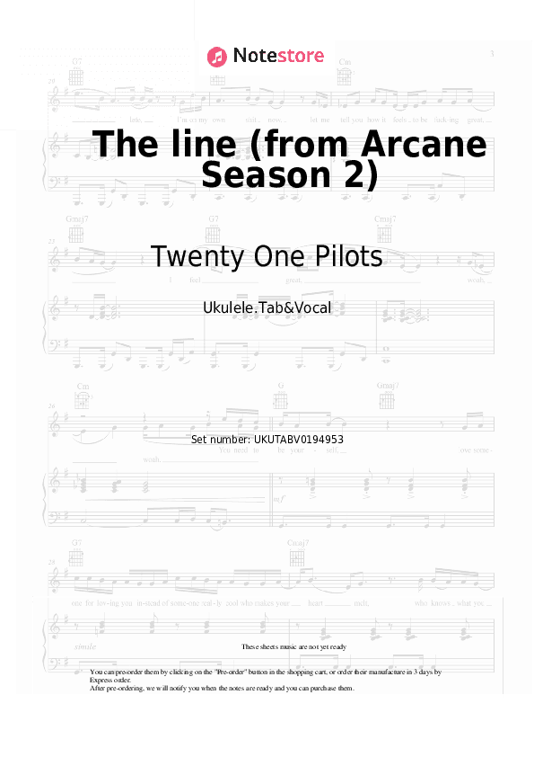 The line (from Arcane Season 2) - Twenty One Pilots Sheet Music - Ukulele.Tab&Vocal