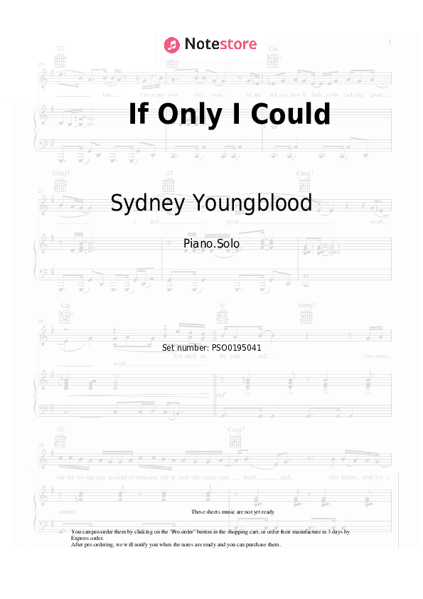 If Only I Could - Sydney Youngblood Piano Sheet Music - Piano.Solo