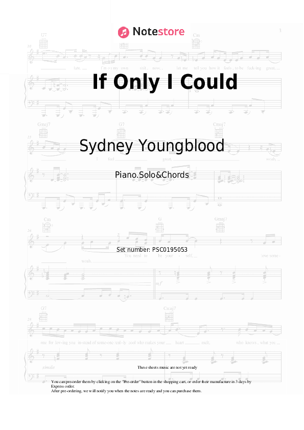 If Only I Could - Sydney Youngblood Piano Sheet Music and Chords - Piano.Solo&Chords