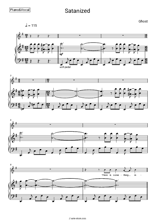 Satanized - Ghost Piano Sheet Music with the Voice part - Piano&Vocal