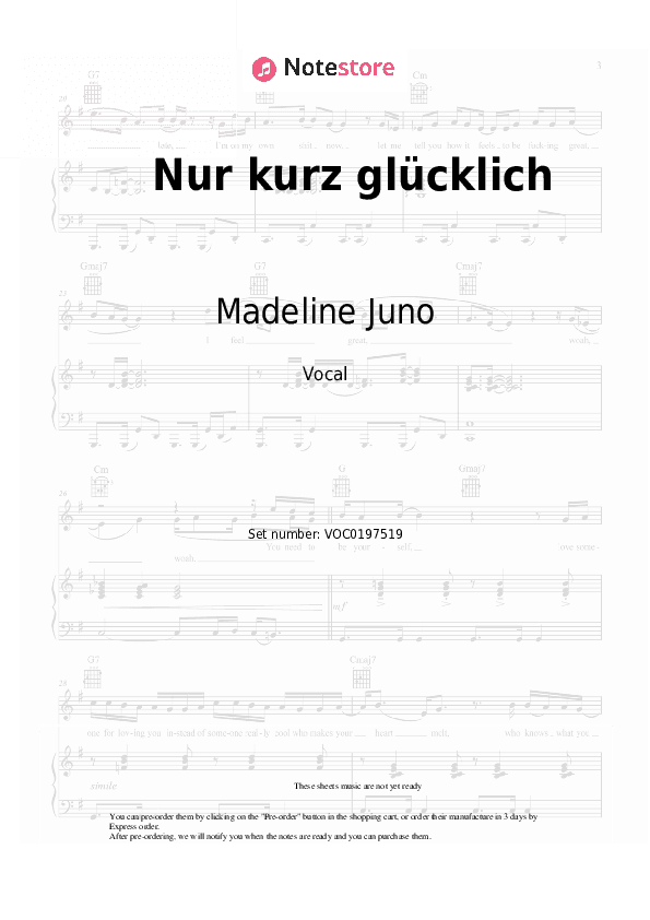 Nur kurz glücklich - Madeline Juno, Max Giesinger Vocal Sheet Music - Vocal