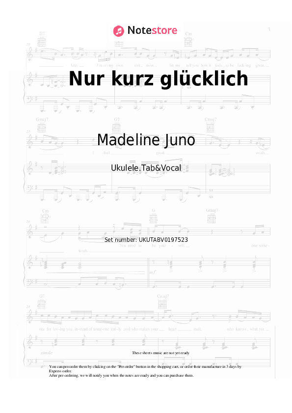 Nur kurz glücklich - Madeline Juno, Max Giesinger Sheet Music - Ukulele.Tab&Vocal