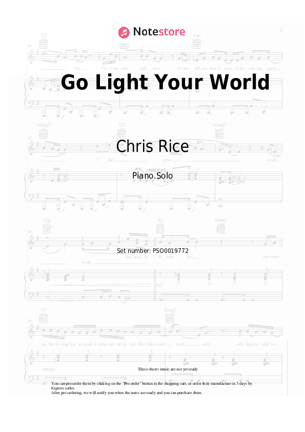 Go Light Your World - Chris Rice Piano Sheet Music - Piano.Solo