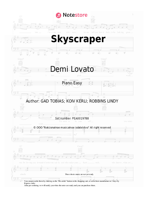 Skyscraper - Demi Lovato Piano Sheet Music Easy - Piano.Easy