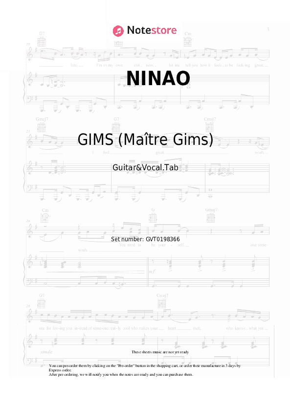 NINAO - GIMS (Maître Gims) Chords and Voice - Guitar&Vocal.Tab