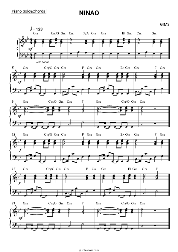 NINAO - GIMS (Maître Gims) Piano Sheet Music and Chords - Piano.Solo&Chords