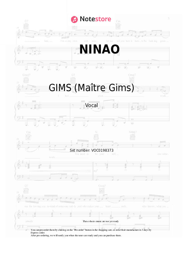 NINAO - GIMS (Maître Gims) Vocal Sheet Music - Vocal