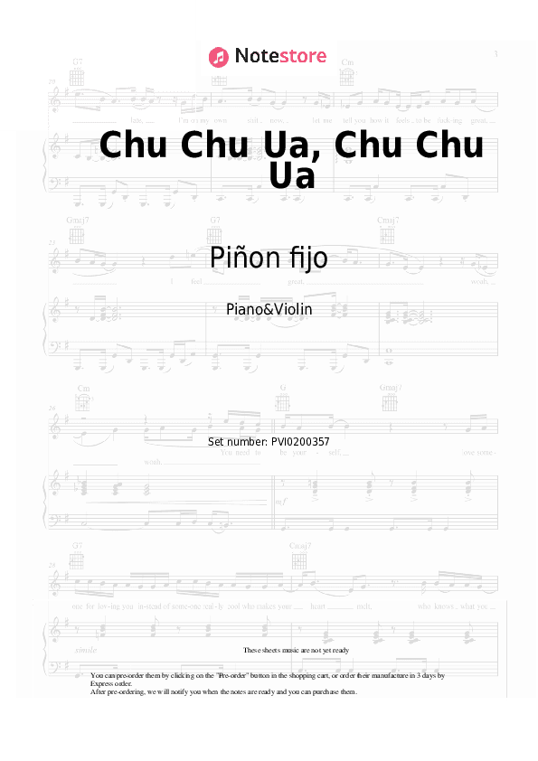 Chu Chu Ua, Chu Chu Ua - Piñon Fijo Piano Sheet Music and Violin - Piano&Violin