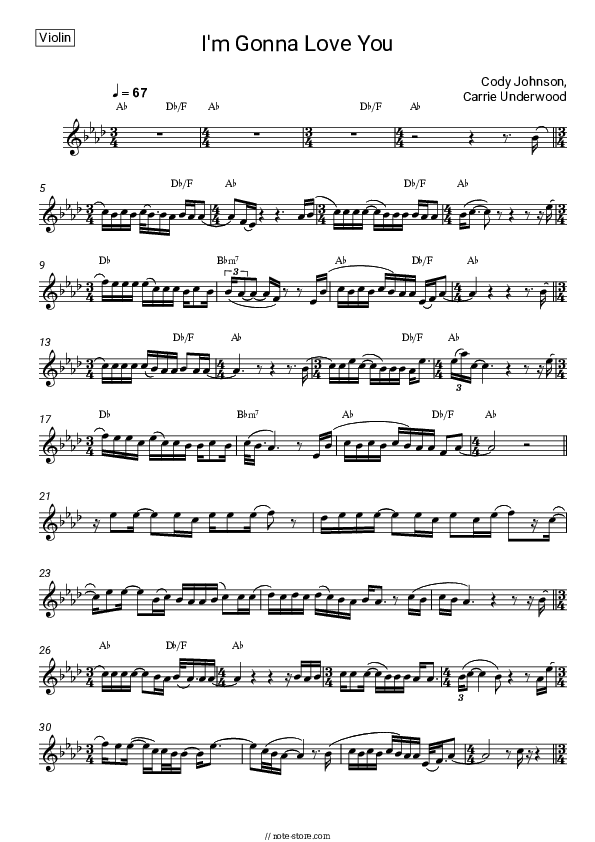 I'm Gonna Love You - Cody Johnson, Carrie Underwood Violin Sheet Music - Violin