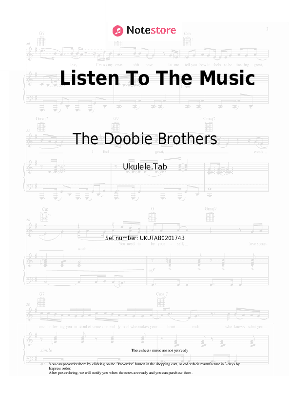 Listen To The Music - The Doobie Brothers Sheet Music - Ukulele.Tab