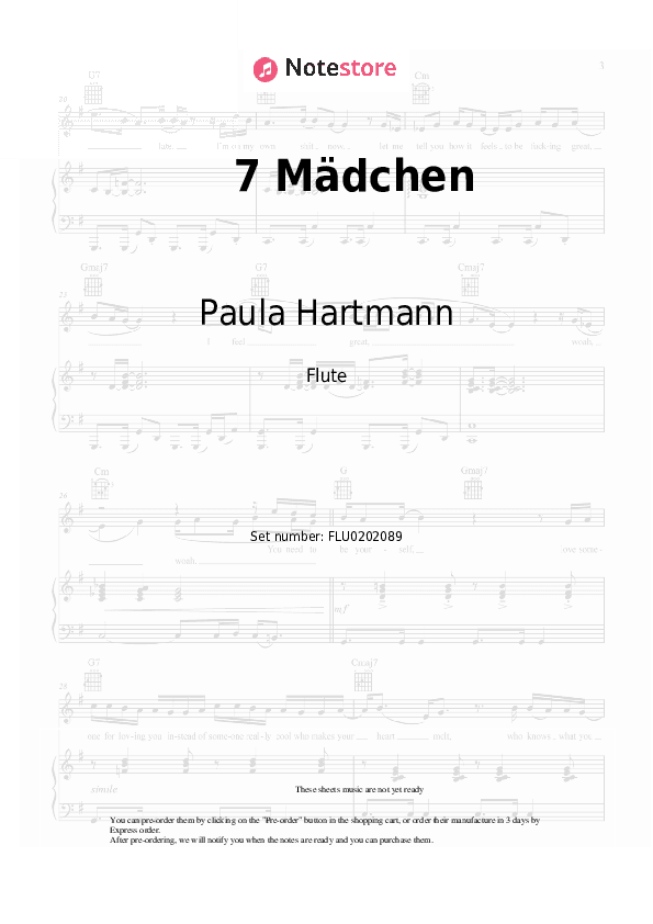 7 Mädchen - Paula Hartmann Flute Sheet Music - Flute