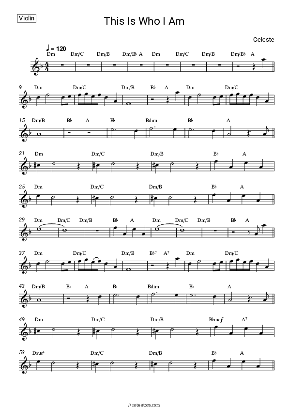 This is Who I Am - Celeste Violin Sheet Music - Violin