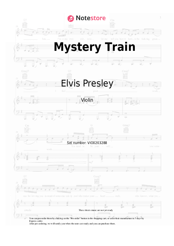 Mystery Train - Elvis Presley Violin Sheet Music - Violin