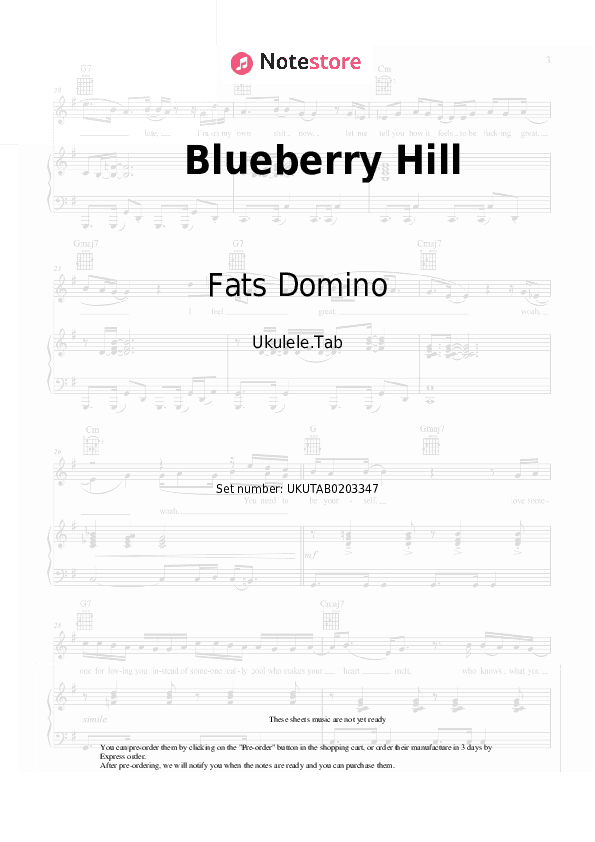Blueberry Hill - Fats Domino Sheet Music - Ukulele.Tab