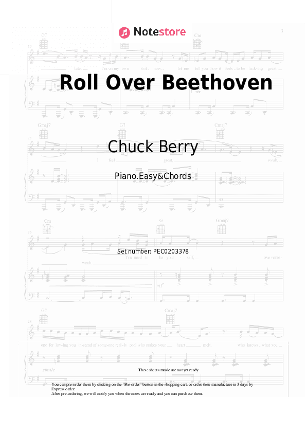 Roll Over Beethoven - Chuck Berry Sheet Music Easy and Chords - Piano.Easy&Chords