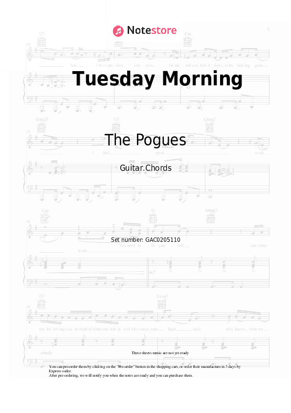 Tuesday Morning - The Pogues Chords - Guitar.Chords