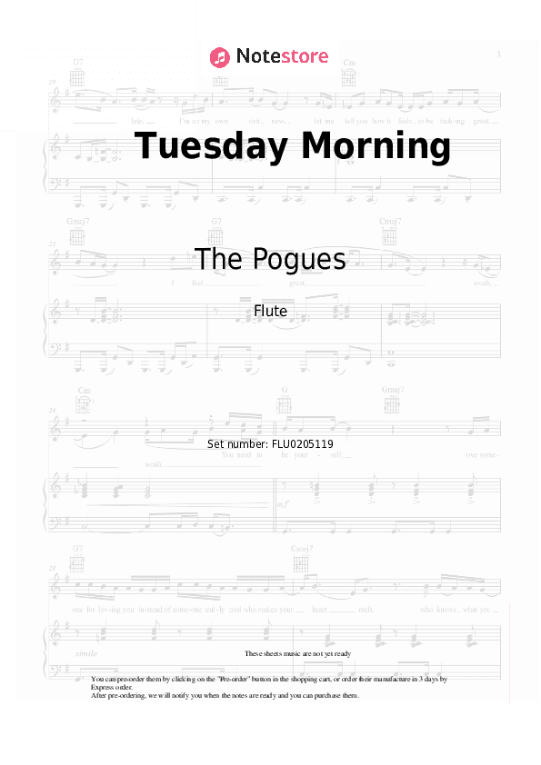 Tuesday Morning - The Pogues Flute Sheet Music - Flute