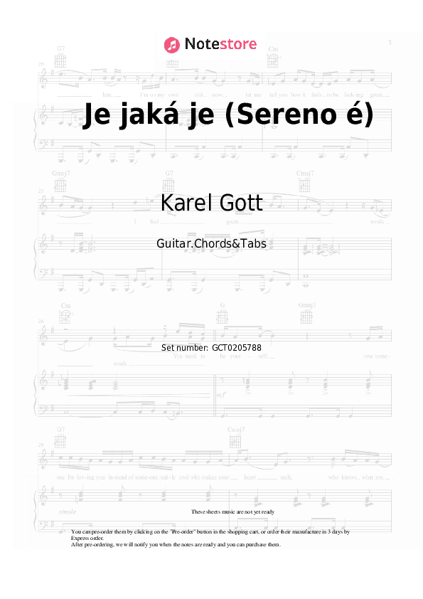 Je jaká je (Sereno é) - Karel Gott Chords and Tabs - Guitar.Chords&Tabs