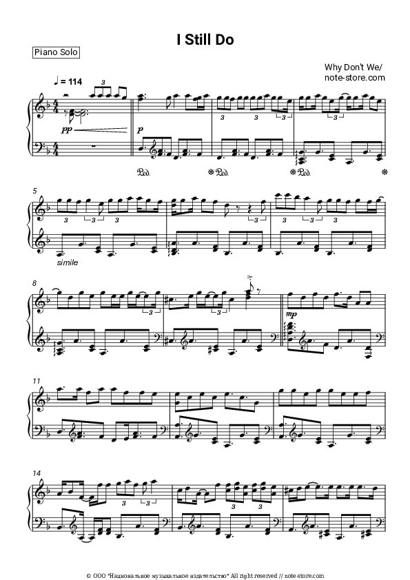 I Still Do - Why Don't We Piano Sheet Music - Piano.Solo