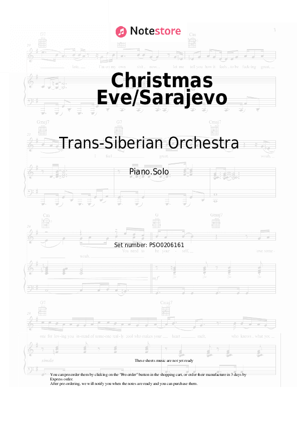 Christmas Eve/Sarajevo 12/24 - Trans-Siberian Orchestra Piano Sheet Music - Piano.Solo