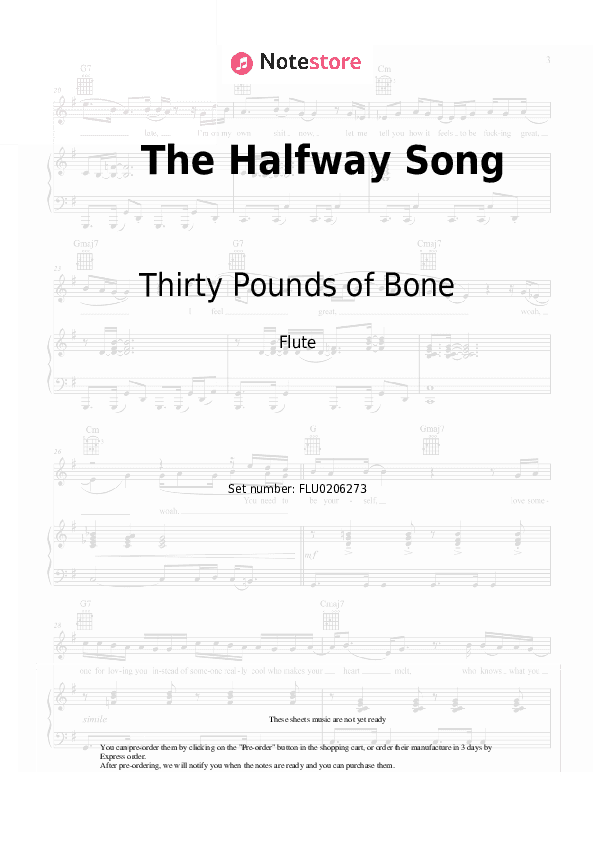The Halfway Song - Thirty Pounds of Bone, Philip Reeder Flute Sheet Music - Flute