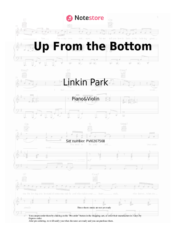 Up From the Bottom - Linkin Park Piano Sheet Music and Violin - Piano&Violin