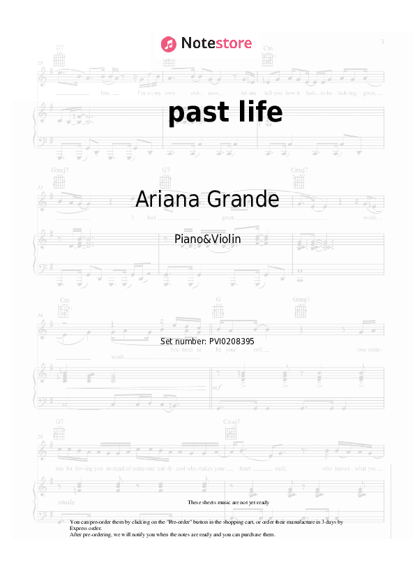past life - Ariana Grande Piano Sheet Music and Violin - Piano&Violin