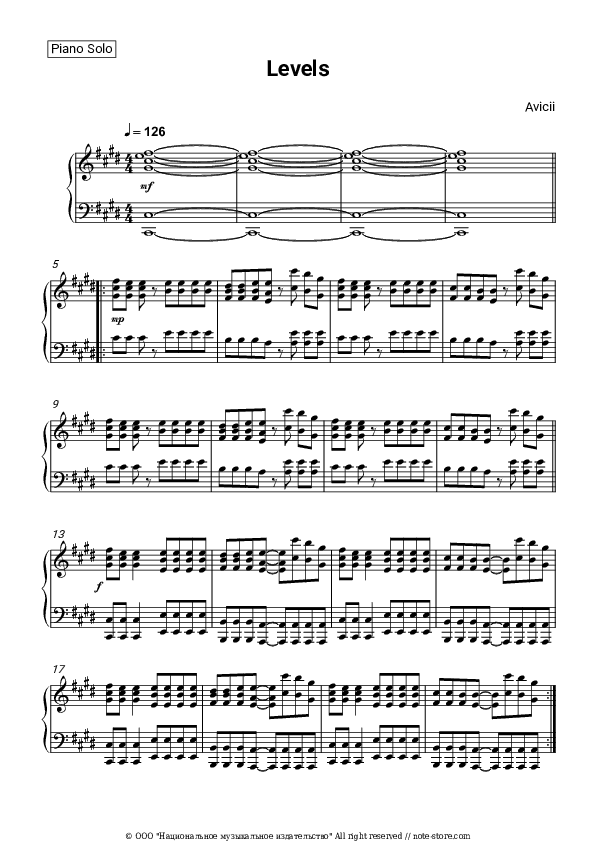 Levels - Avicii Piano Sheet Music - Piano.Solo