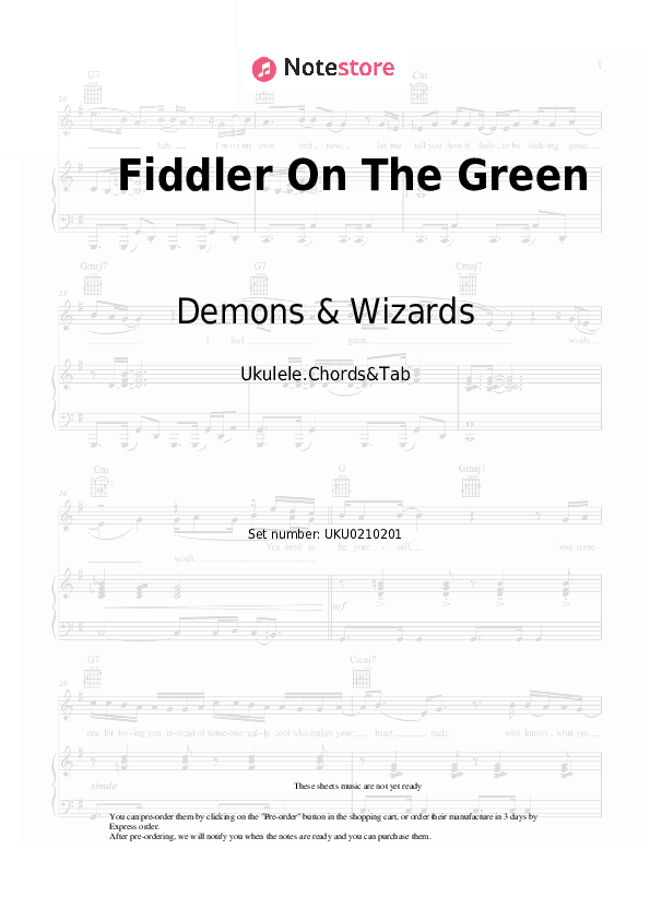 Fiddler On The Green - Demons & Wizards Ukulele Sheet Music - Ukulele.Chords&Tab