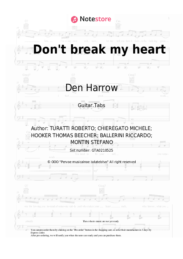 Don't break my heart - Den Harrow Tabs - Guitar.Tabs