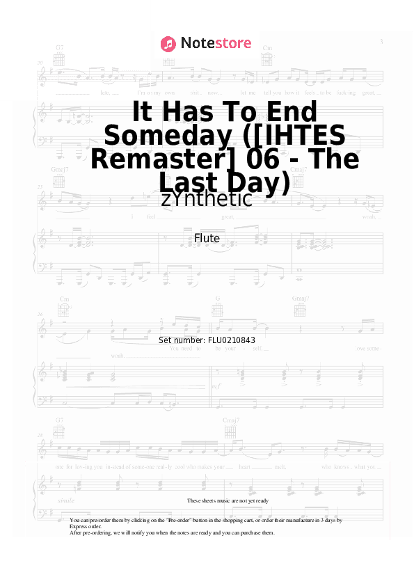 It Has To End Someday ([IHTES Remaster] 06 - The Last Day) - zYnthetic Flute Sheet Music - Flute
