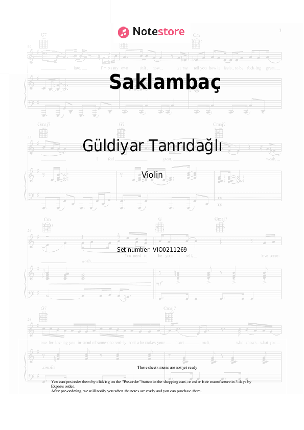 Saklambaç - Güldiyar Tanrıdağlı Violin Sheet Music - Violin