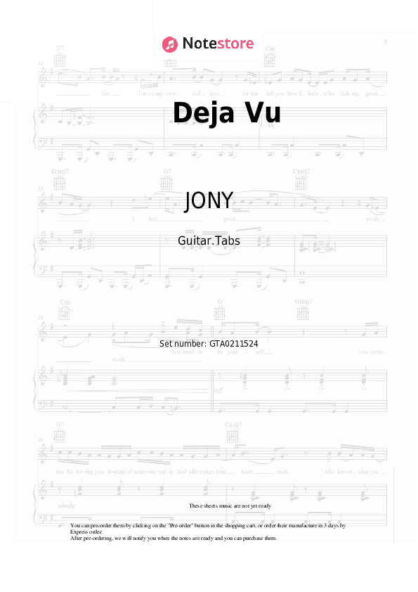 Deja Vu - JONY Tabs - Guitar.Tabs