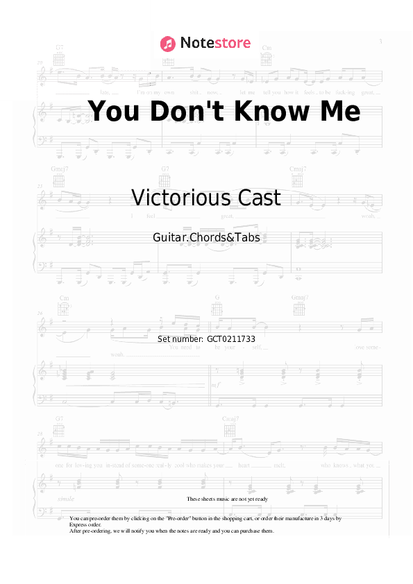 You Don't Know Me - Victorious Cast, Elizabeth Gillies Chords and Tabs - Guitar.Chords&Tabs