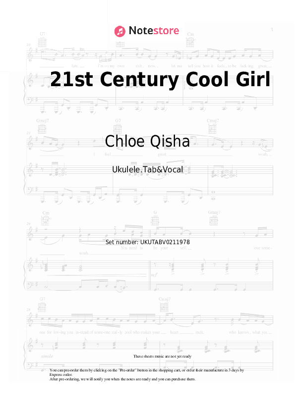 21st Century Cool Girl - Chloe Qisha Sheet Music - Ukulele.Tab&Vocal