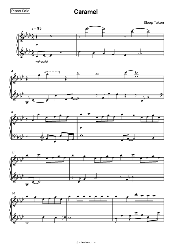 Caramel - Sleep Token Piano Sheet Music - Piano.Solo