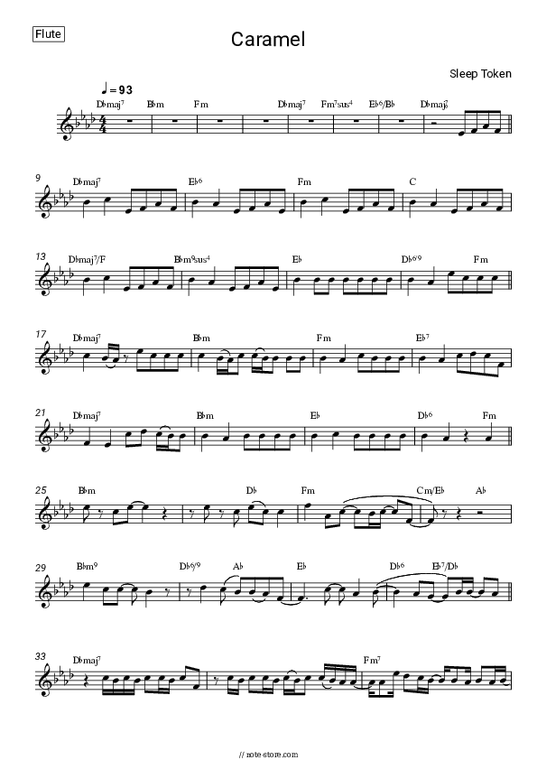 Caramel - Sleep Token Flute Sheet Music - Flute