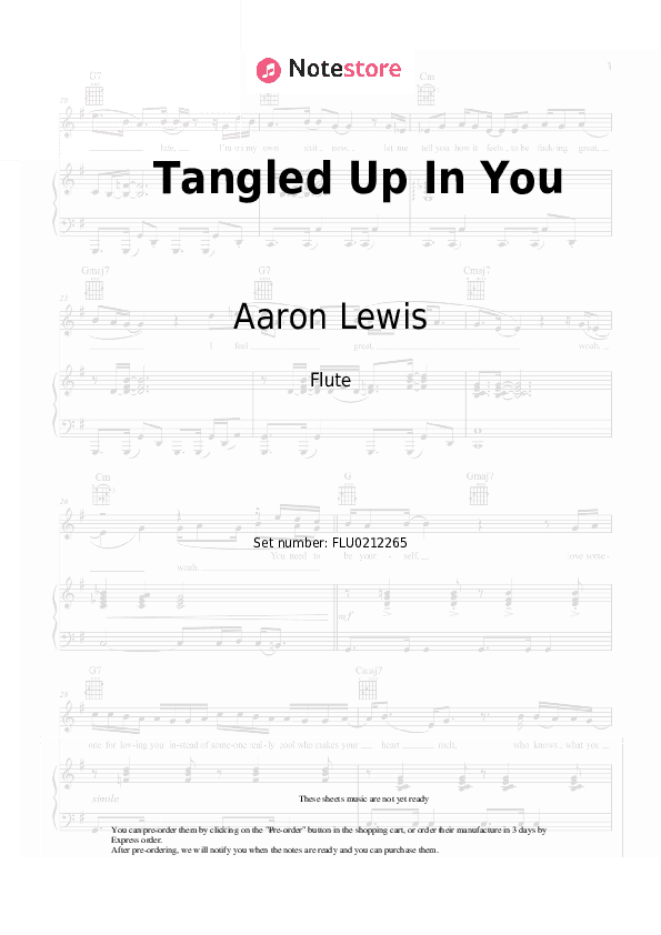 Tangled Up In You - Aaron Lewis Flute Sheet Music - Flute