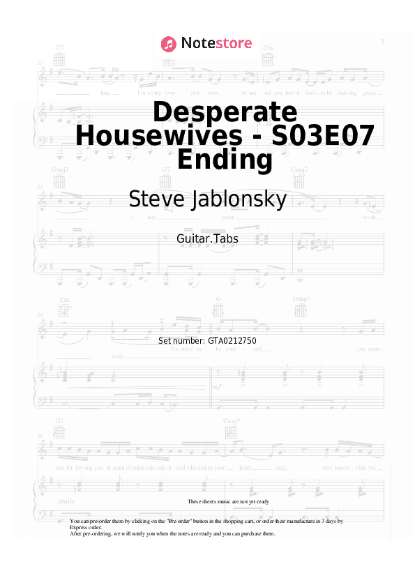 Desperate Housewives - S03E07 Ending - Steve Jablonsky Tabs - Guitar.Tabs