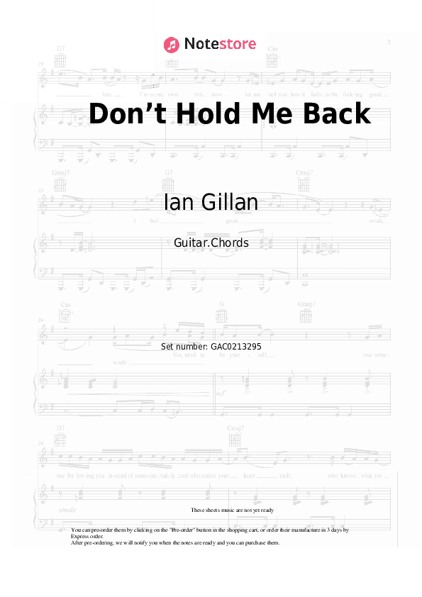 Don’t Hold Me Back - Ian Gillan Chords - Guitar.Chords