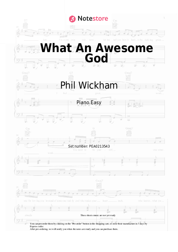 What An Awesome God - Phil Wickham Piano Sheet Music Easy - Piano.Easy