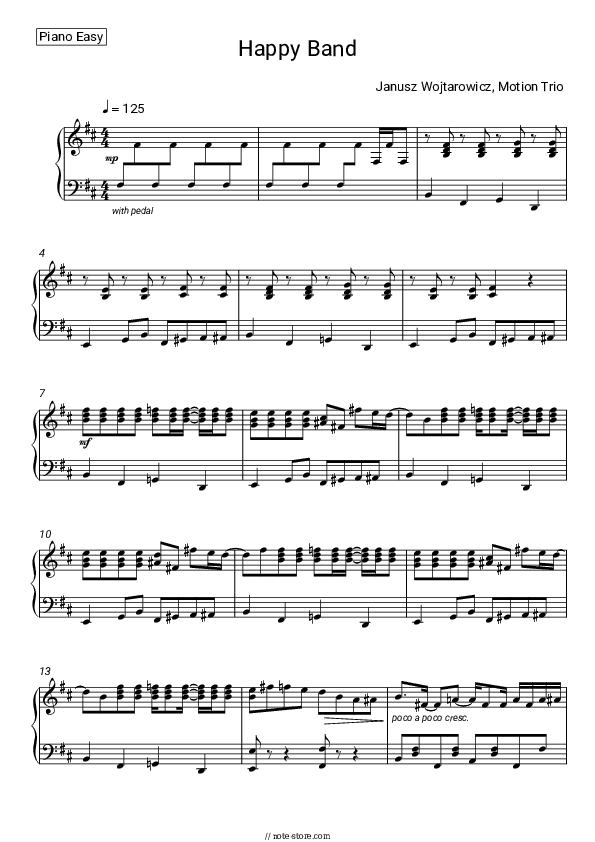Happy Band - Janusz Wojtarowicz, Motion Trio Piano Sheet Music Easy - Piano.Easy