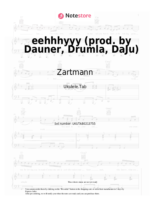 ​eehhhyyy (prod. by Dauner, Drumla, DaJu) - Zartmann Sheet Music - Ukulele.Tab