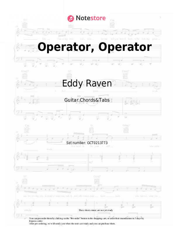 Operator, Operator - Eddy Raven Chords and Tabs - Guitar.Chords&Tabs