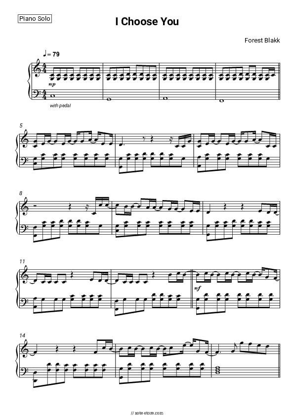 I Choose You - Forest Blakk Piano Sheet Music - Piano.Solo