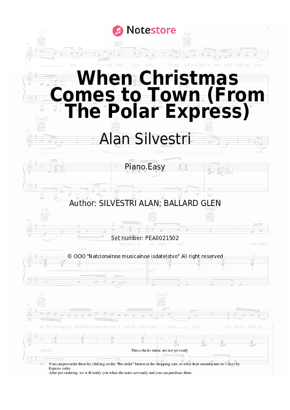When Christmas Comes to Town (From The Polar Express) - Alan Silvestri Piano Sheet Music Easy - Piano.Easy