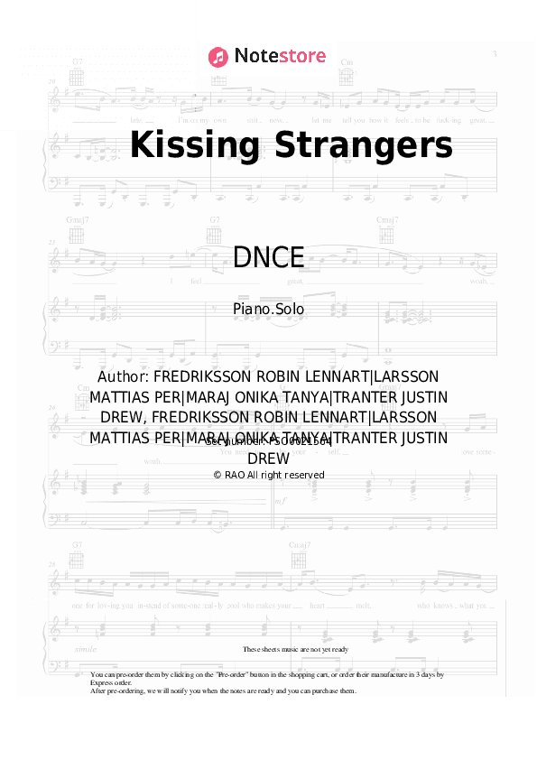 Kissing Strangers - DNCE, Nicki Minaj Piano Sheet Music - Piano.Solo