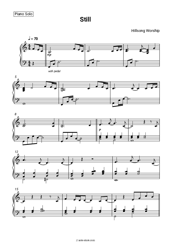 Still - Hillsong Worship Piano Sheet Music - Piano.Solo