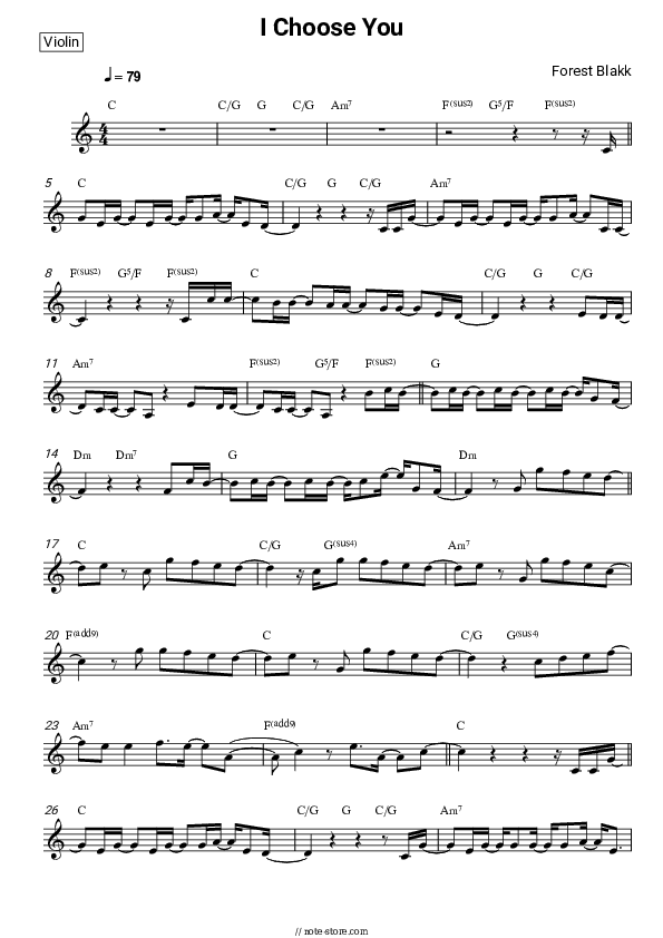 I Choose You - Forest Blakk Violin Sheet Music - Violin