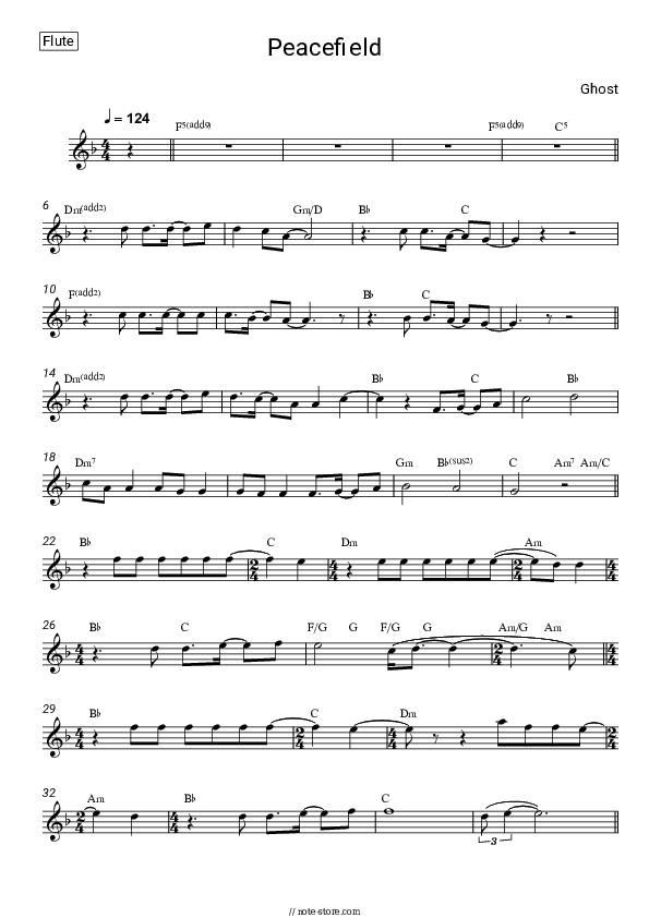 Peacefield - Ghost Flute Sheet Music - Flute